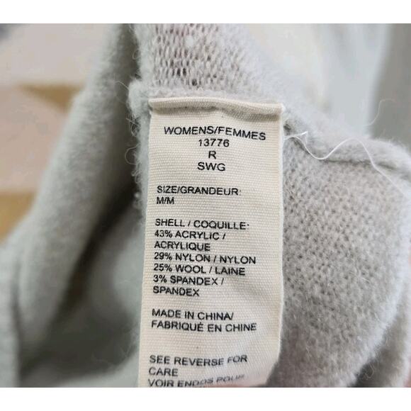 Woolrich Sweater Womens Medium Gray Wool Blend Sheep Lamb Crew Mountain - Picture 9 of 11